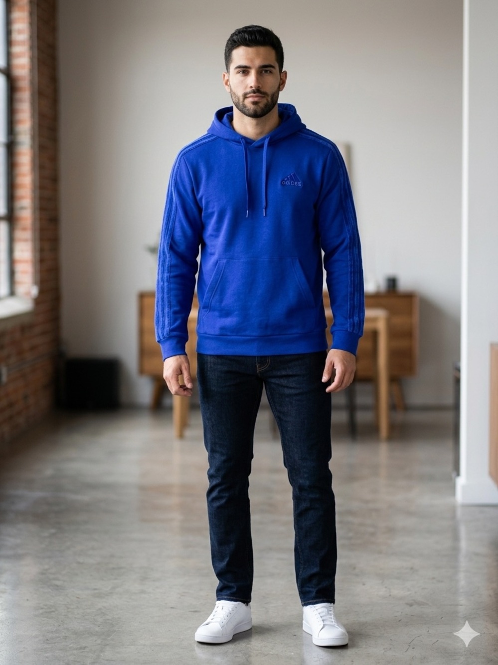 ADIDAS Cobalt Blue Pullover Hoodie. Size S